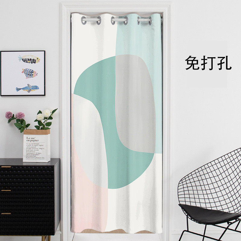 艺术莫兰迪数码印花防风免打孔门帘布艺玄关过道试衣间帘遮挡隔断