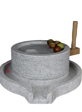 手摇小石磨家用手工磨豆浆家用盘迷你手推磨浆机石雕1566