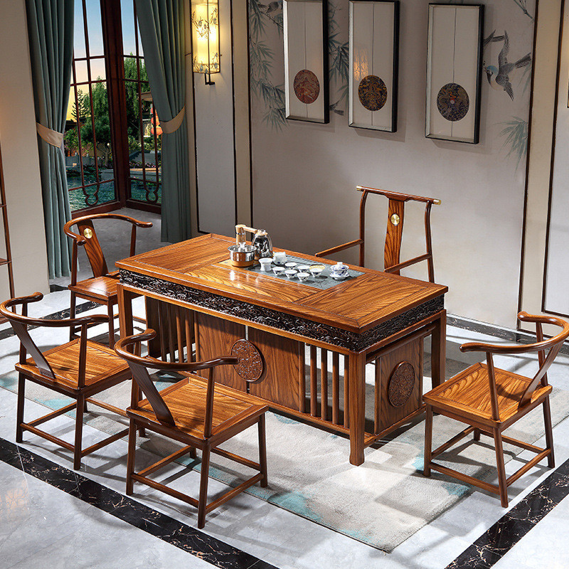 金丝花梨木实木茶桌椅组合家用茶台办公新中式功夫茶几泡茶桌批发