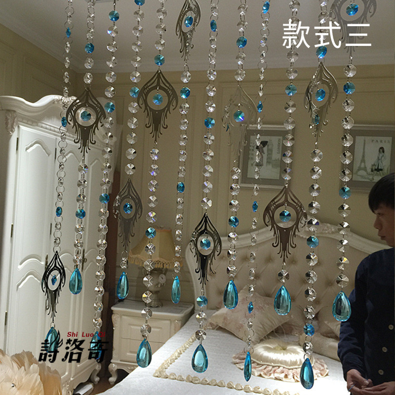 热销八角珠水晶珠帘隔断帘成品卧室门帘装饰客厅挂半玄关吊线帘子