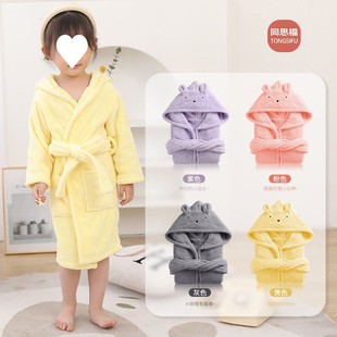 斗篷浴巾类儿童浴袍带帽式男童加厚女孩毛巾料比棉吸水速干