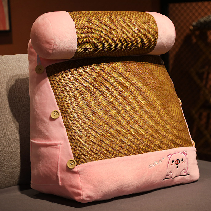 ke3c夏季三角形靠背垫卧室大靠枕沙发抱枕宿舍床上凉席床头靠垫可