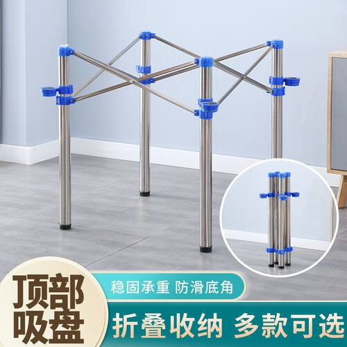 折叠桌腿支架桌架子餐桌脚不锈钢餐台脚铁艺桌子腿加厚麻将桌乾胥