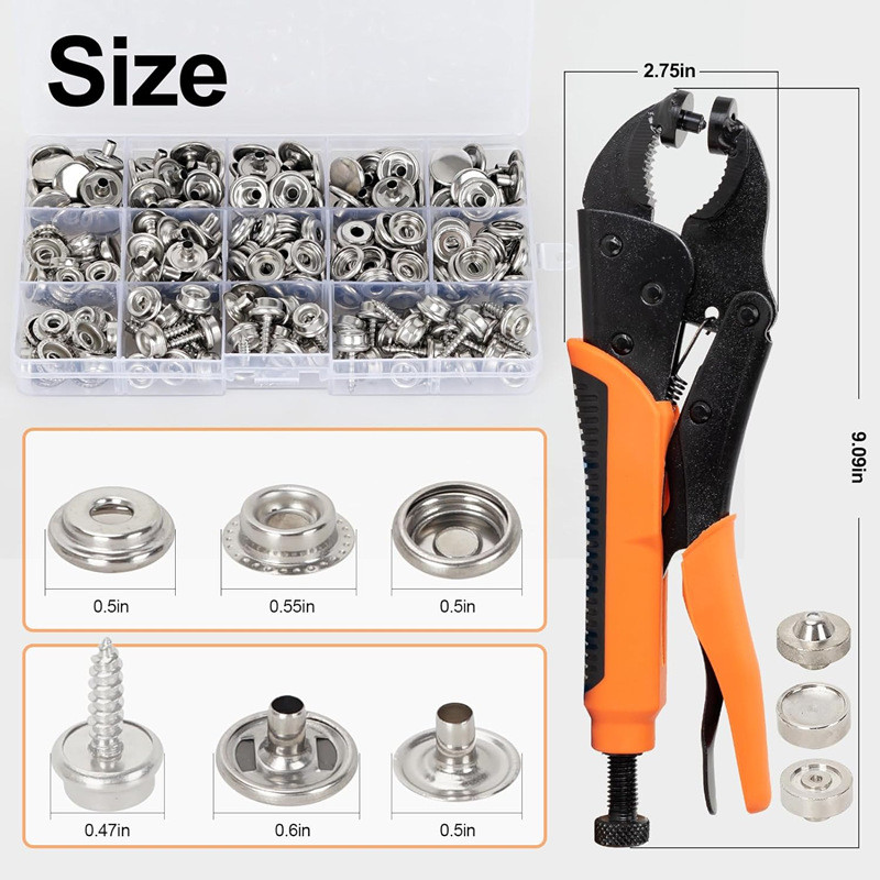 80套装按扣大白扣不锈钢螺丝大力手压钳子安装工具金属四合扣套装
