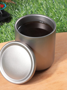 户外野营水杯钛杯露营杯双层纯钛杯子便携带盖隔热茶杯家用口杯