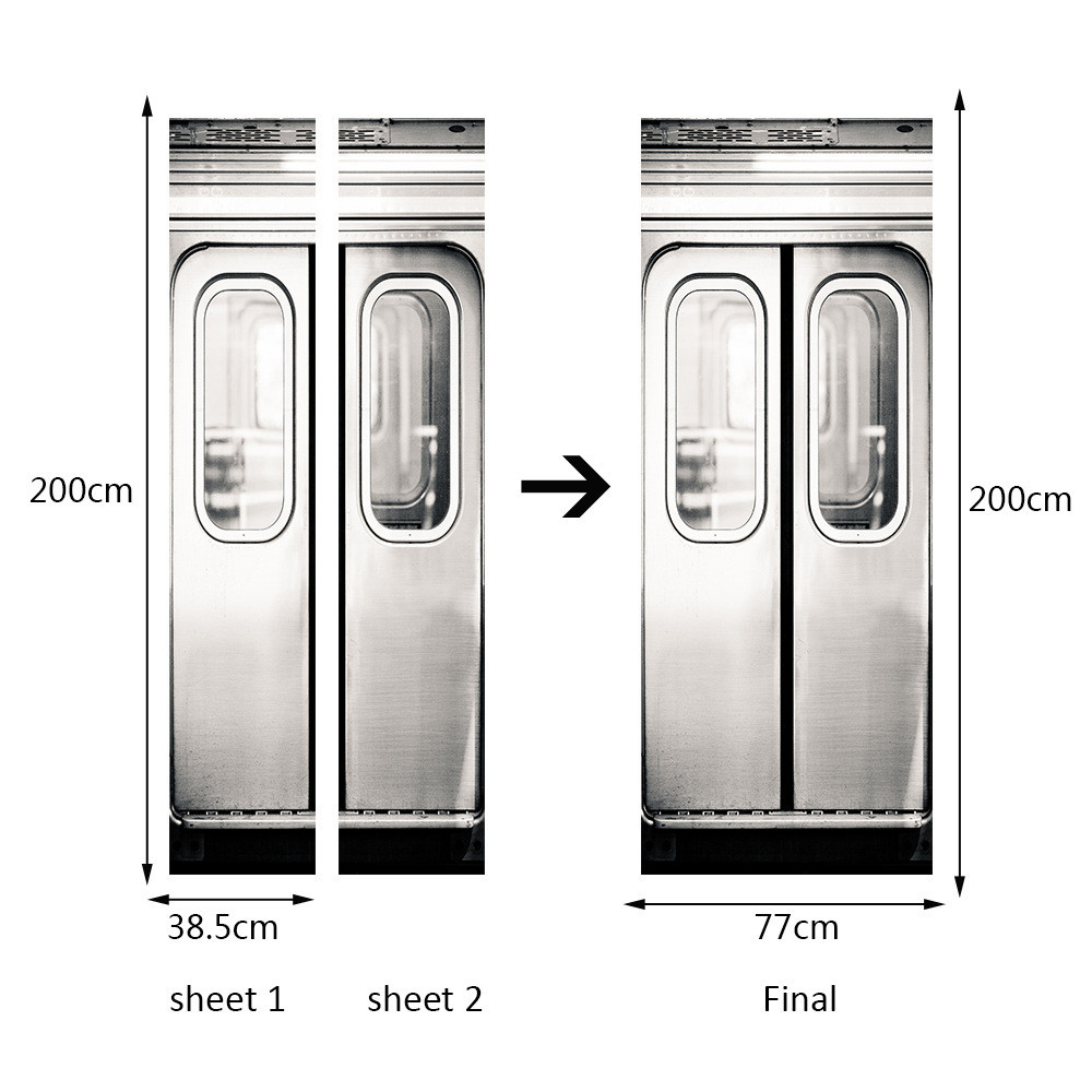 funlife仿3d地铁门贴纸客厅木门翻新自粘装饰防水门贴dm019