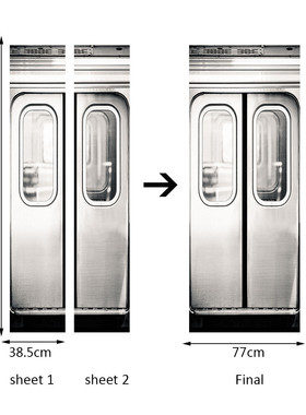 funlife仿3d地铁门贴纸客厅木门翻新自粘装饰防水门贴dm019