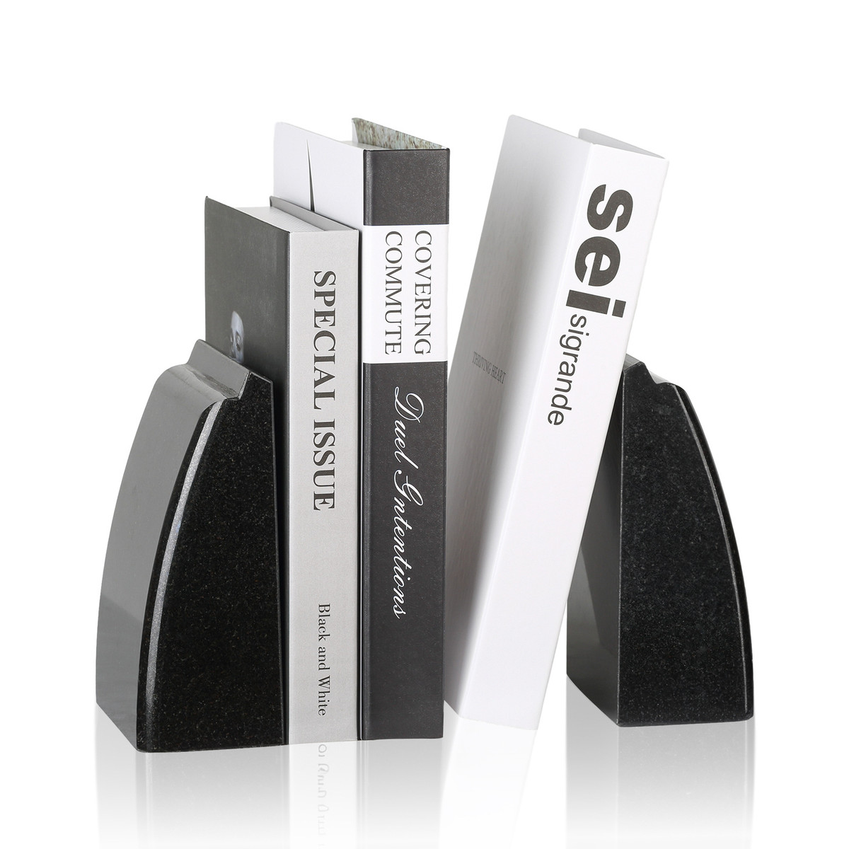 简约大理石书靠天然矿石书档书房软装客厅装饰几何体桌面现代摆件