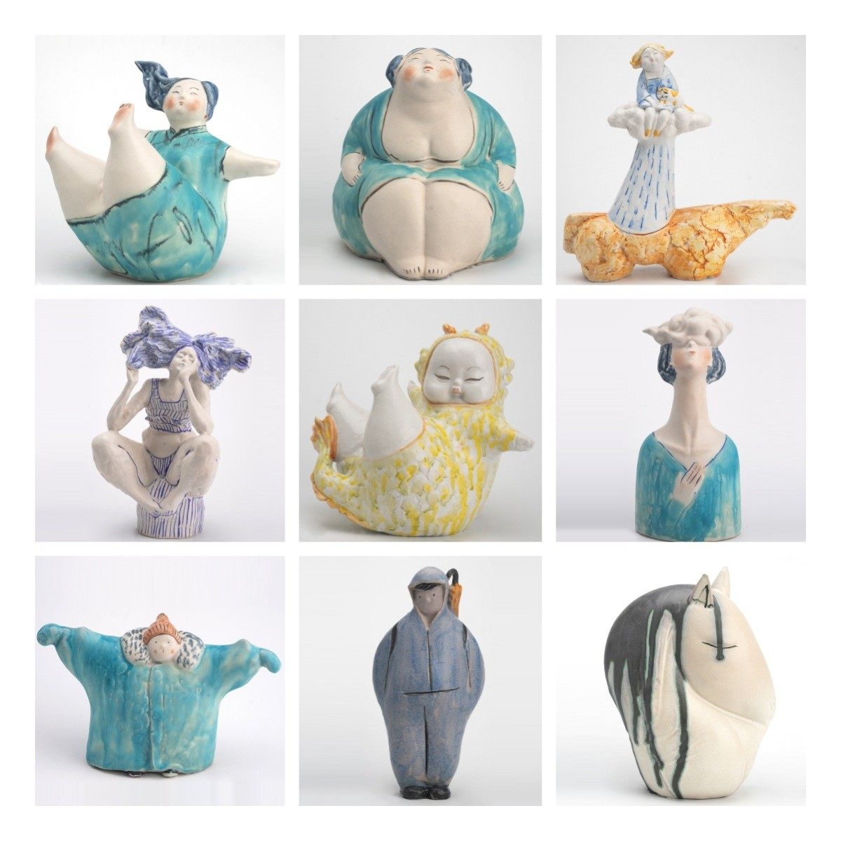 约陶艺人物摆件家居样板间软装雕塑卧室桌面中古陶瓷马饰品,特色手工艺,青花瓷,淘宝优惠券,粉丝福利购,淘宝优惠卷