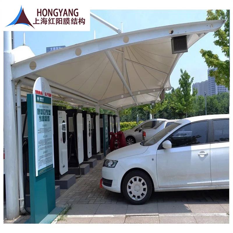 承接甘肃各地商业广场遮阳棚户外膜结构车棚电桩活动双开家用别墅