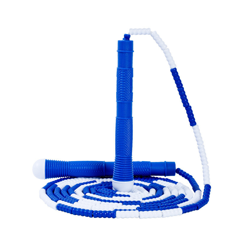 厂家批发交互花龙跳绳中小学生团体3.6/4.2/5/7米硬竹珠节跳绳