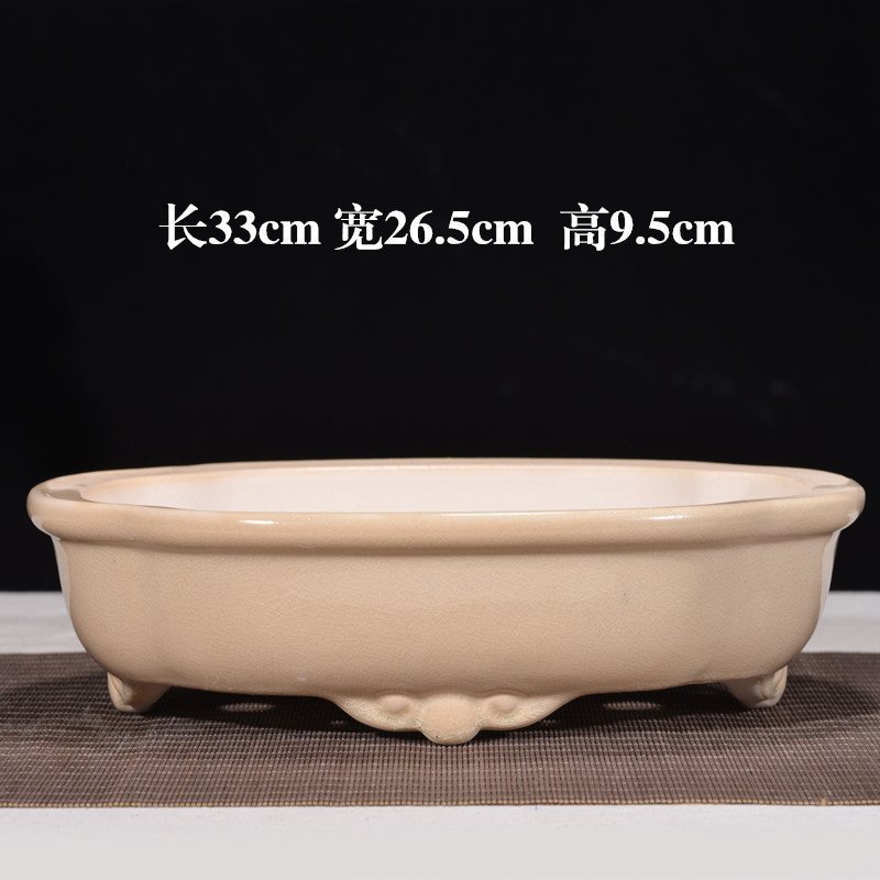 紫砂盆景花盆长方形马槽四方盆多肉盆栽头裂釉兽冰石湾花盆