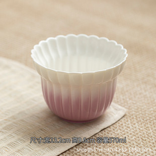 禧珮镁远山紫渐变菊瓣建水陶瓷大号水孟缸桌面废水功夫茶具配件