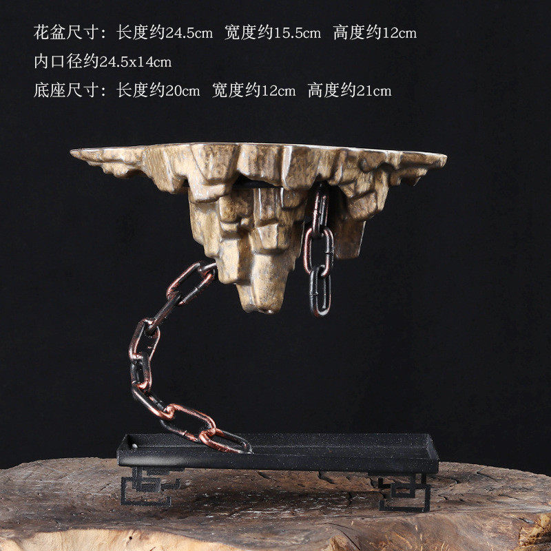 铁艺悬挂式造景天空之城家居客厅装饰文竹多肉花盆大号花盆创意盆