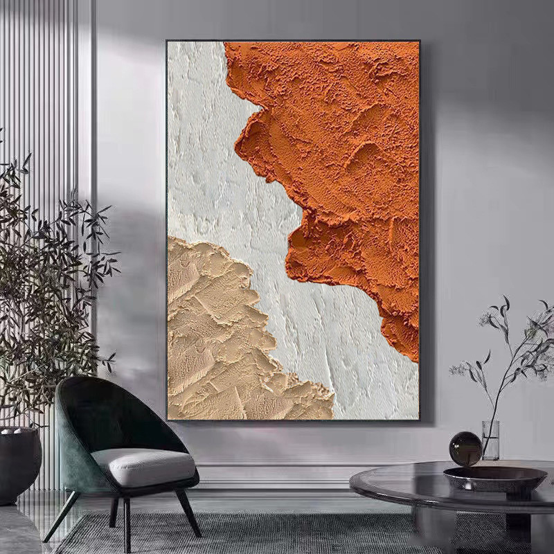 手工抽象色块装饰画现代玄关立体肌理油画大型尺寸锂合金画框挂画图片