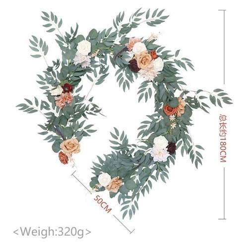 现货仿真玫瑰花藤花环花酒店装饰宴会藤蔓条桌装饰婚礼拱门花