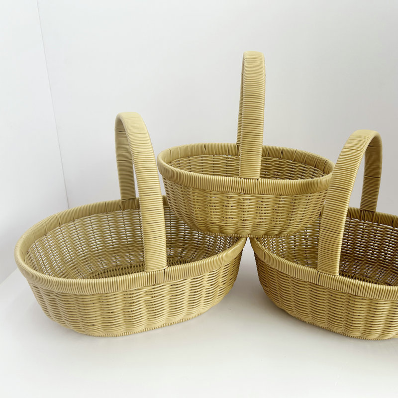 仿藤编织礼品篮鸡蛋手提篮厂家买菜篮子水果篮礼品提篮藤筐藤编