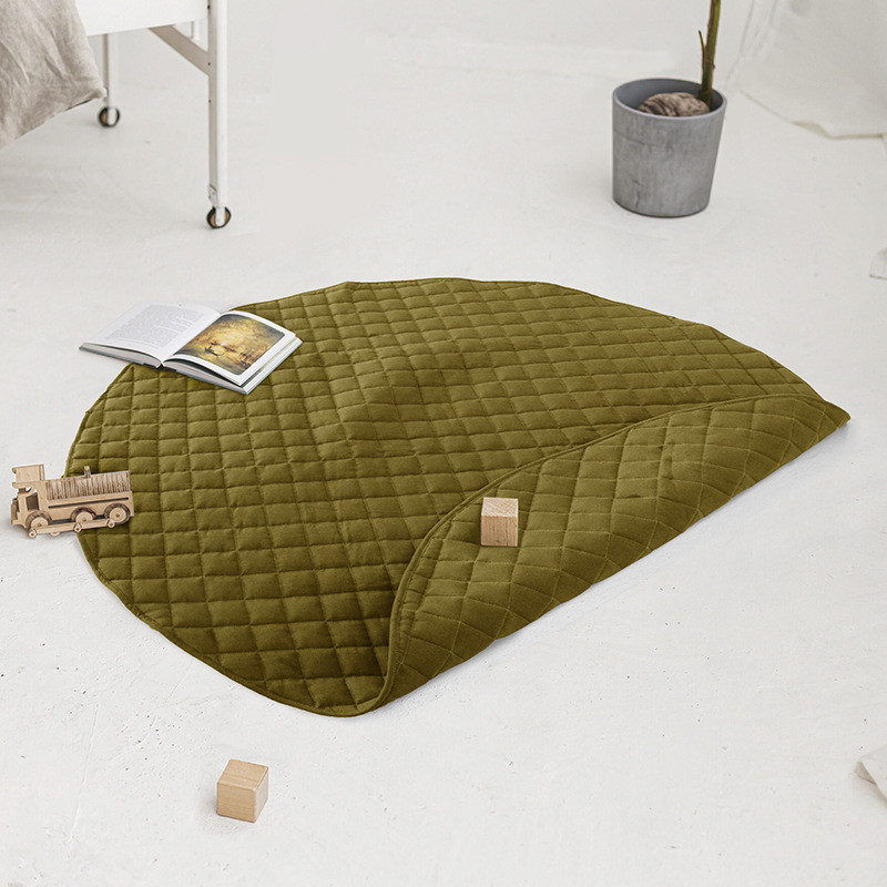 地垫防滑垫欧美外贸纯色垫家用批发宝宝游戏ins风绗缝亚麻爬行垫