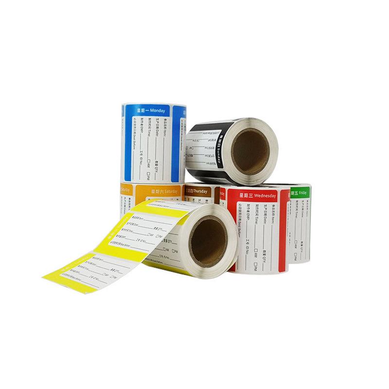 耐高温星期贴纸时间管理条标签分色贴纸批发不干胶饮食食品标签