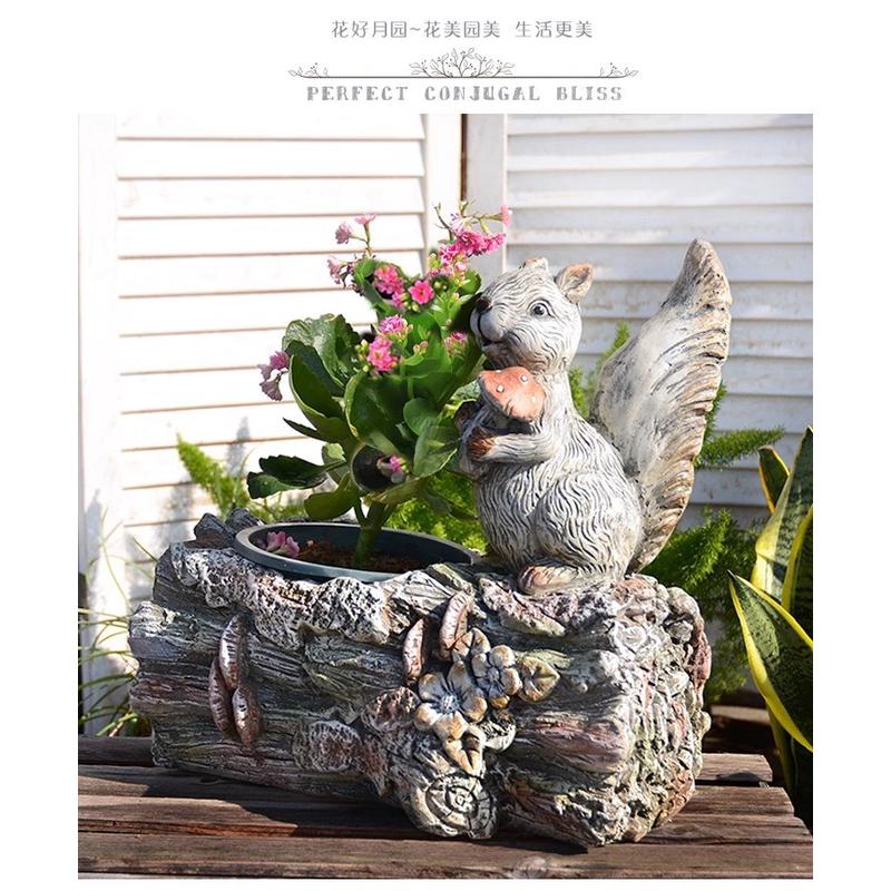 晓花园装饰花园新款创意庭院摆件阳台院花盆木桩花盆仿真动物母鸡