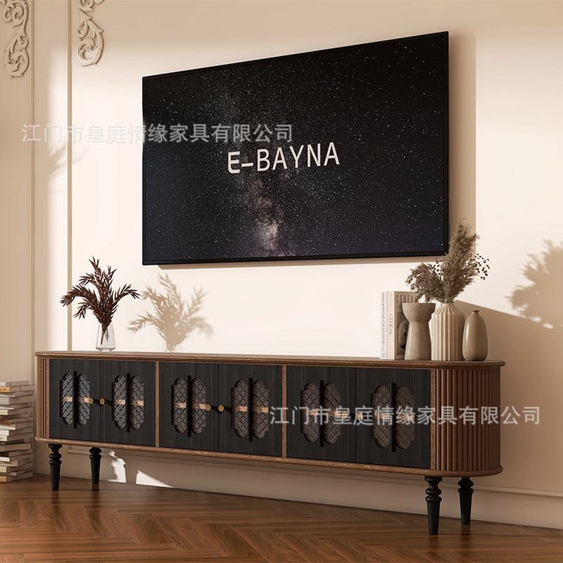 法式復古客廳組合電視柜2.2米奢華極簡家具中古風撞色TV柜