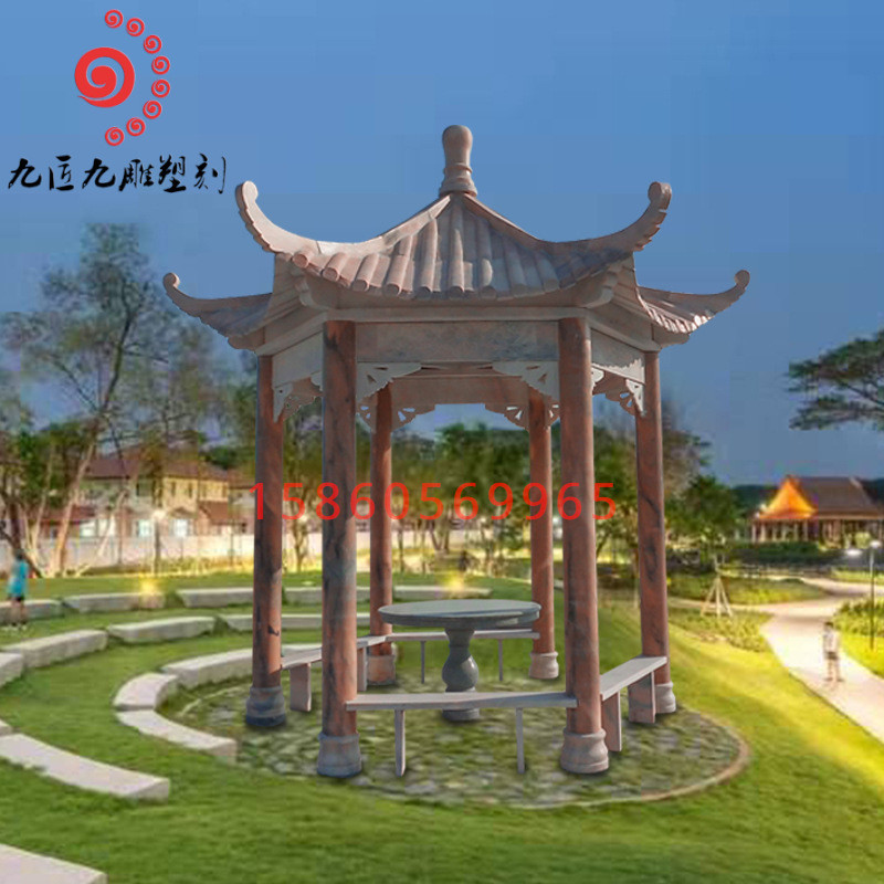 零售双层凉亭石雕凉亭公园别墅石头凉亭景观小区六角八角