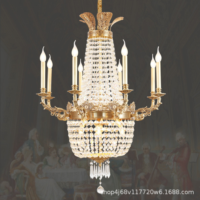热销水晶吊灯全铜客厅法式餐厅灯高档别墅大厅灯豪华酒店工程楼梯
