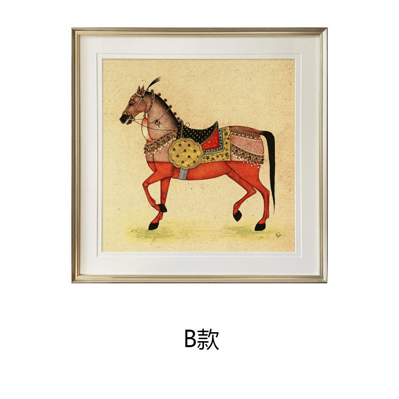 书房美式新古典书房装饰画卧室床头画动物挂画家居饰品骏马现代画图片