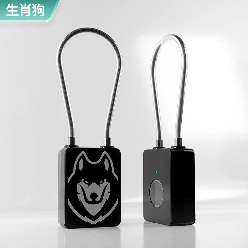 d!可爱卡通智能大学生挂锁钢丝绳箱包锁指纹宿舍柜子小锁寝室密