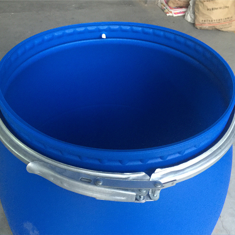 加厚160l法兰桶开口标化工桶液体避光水桶塑料桶带铁箍un桶废液桶