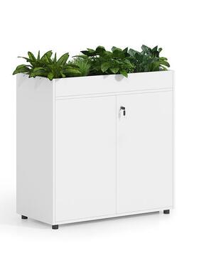 白色绿植文件柜隔断柜资料柜花槽柜储物木质矮柜办公室隔断柜边柜