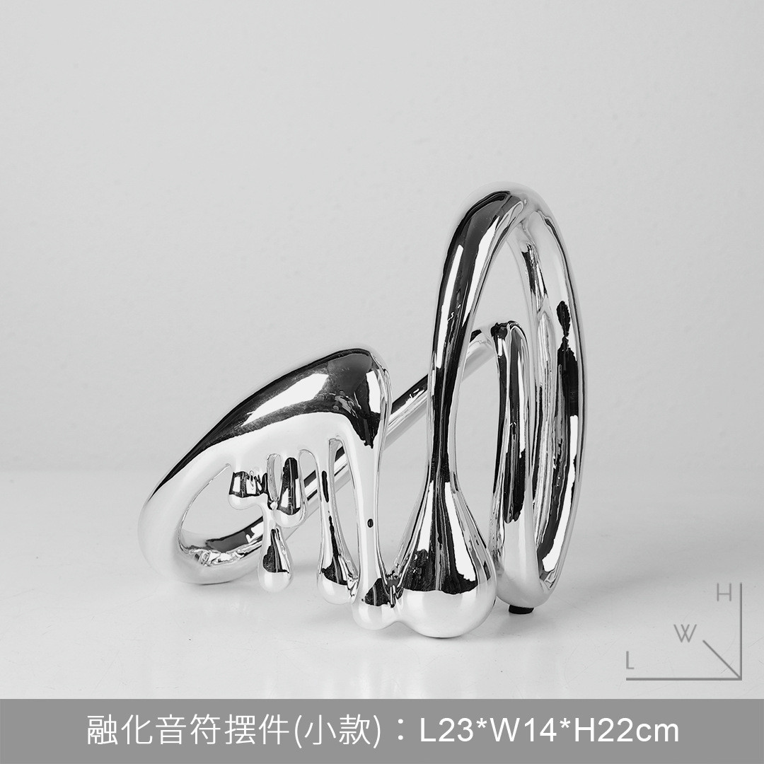 现代书柜摆件书架装饰样板间柜子音符电镀融化展示柜抽象艺术装饰