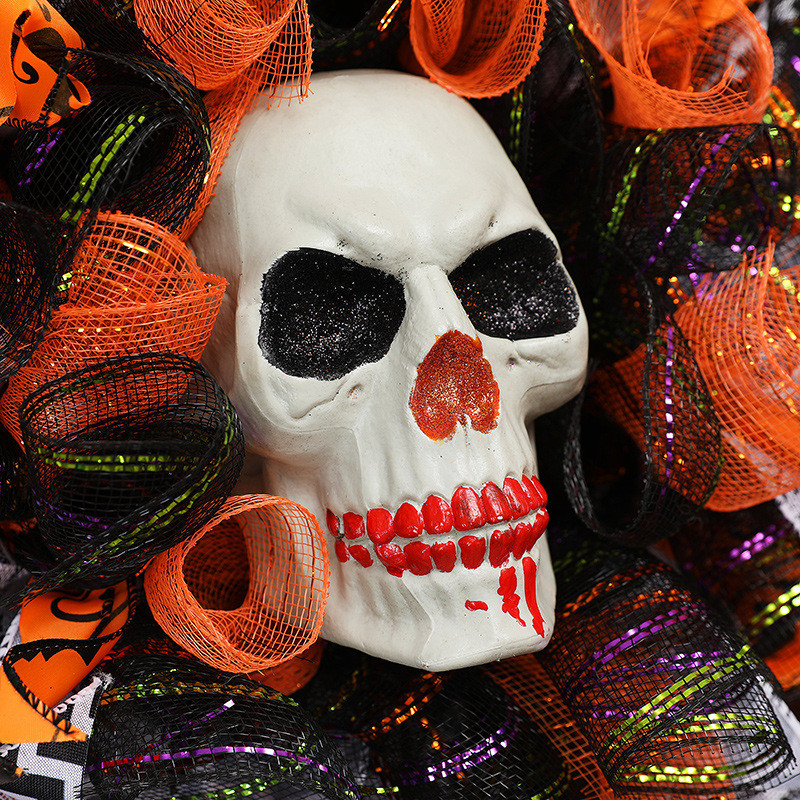 新品万圣节装扮挂件亡灵节门挂饰鬼屋花环道具前门装饰花环