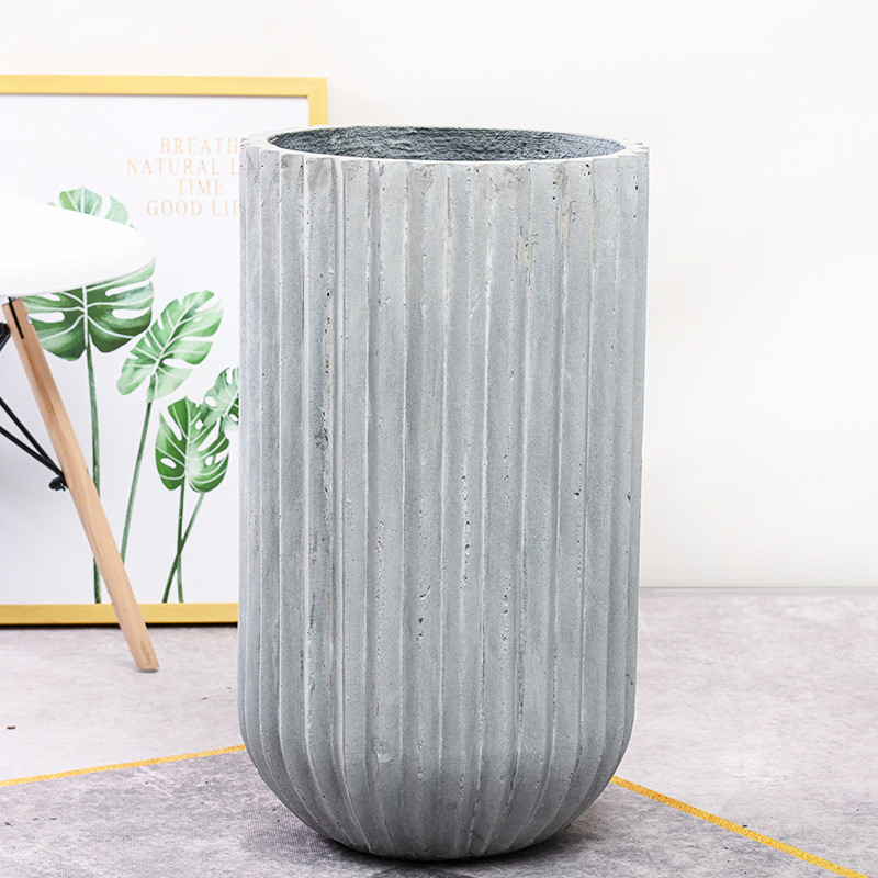欧艺水泥花盆圆形欧式室内泥简约工业风落地盆栽镁庭院花盆特大号