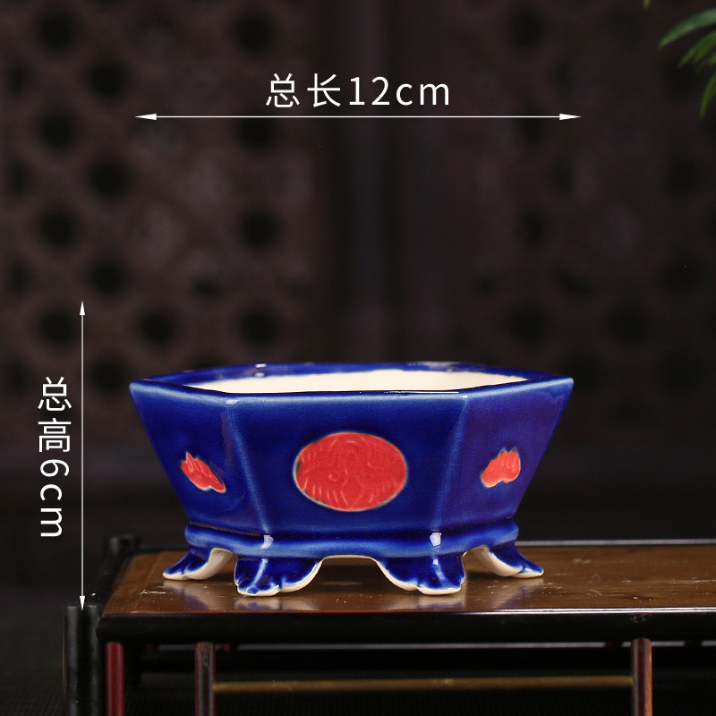 复古釉水花盆厂家批发桌面多肉植物盆景创意土陶兰花迷你小号ys36