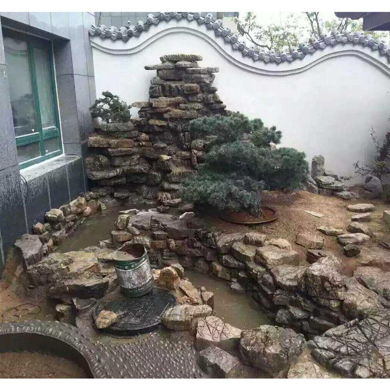 产地承接室内外庭院小型假山湖岸园林设计施工景观石鱼池绿化方案