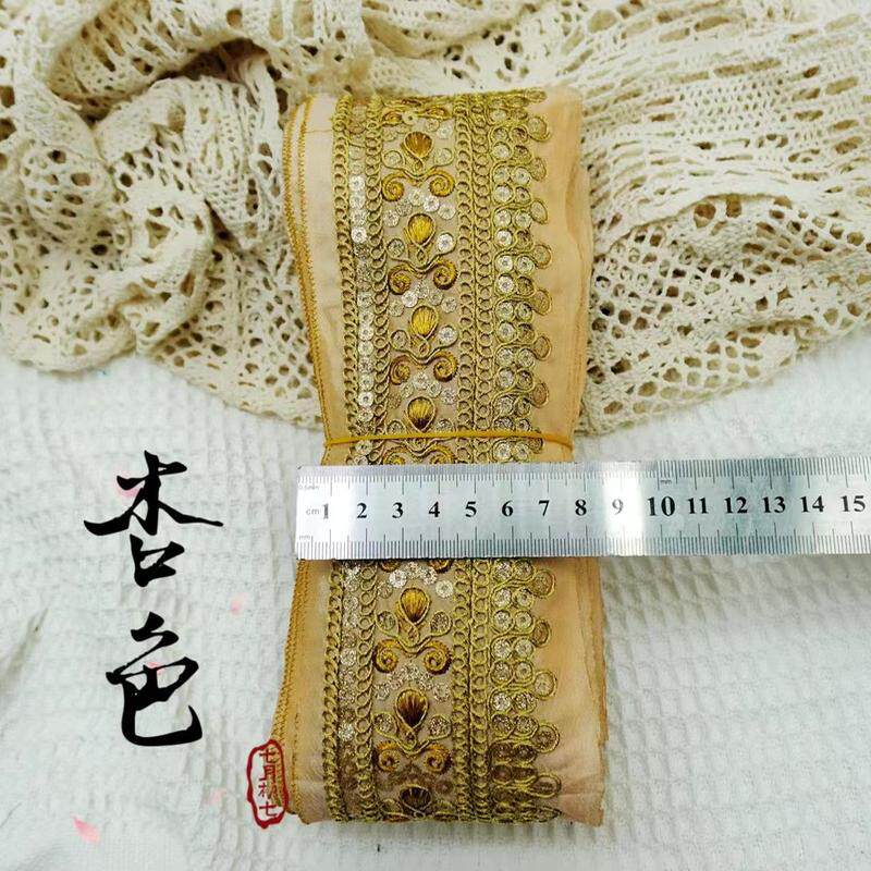 民族风服装花边辅料电脑刺绣花边金股片花珠线边厂家批发