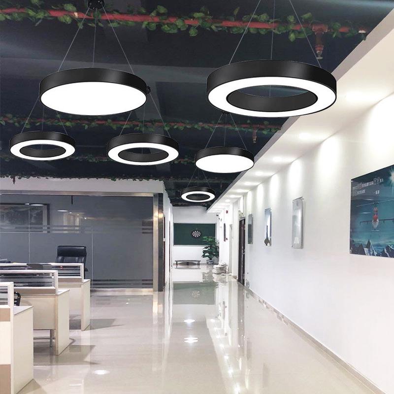 LED吊灯现代办公室圆形吊线灯网咖瑜伽健身房店铺吧商用吊顶灯具