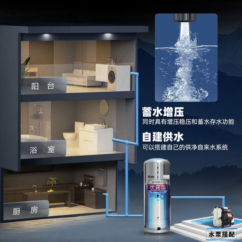 状元雨无塔供水器家用不锈钢压力罐全自动井水增压水泵储水箱水塔