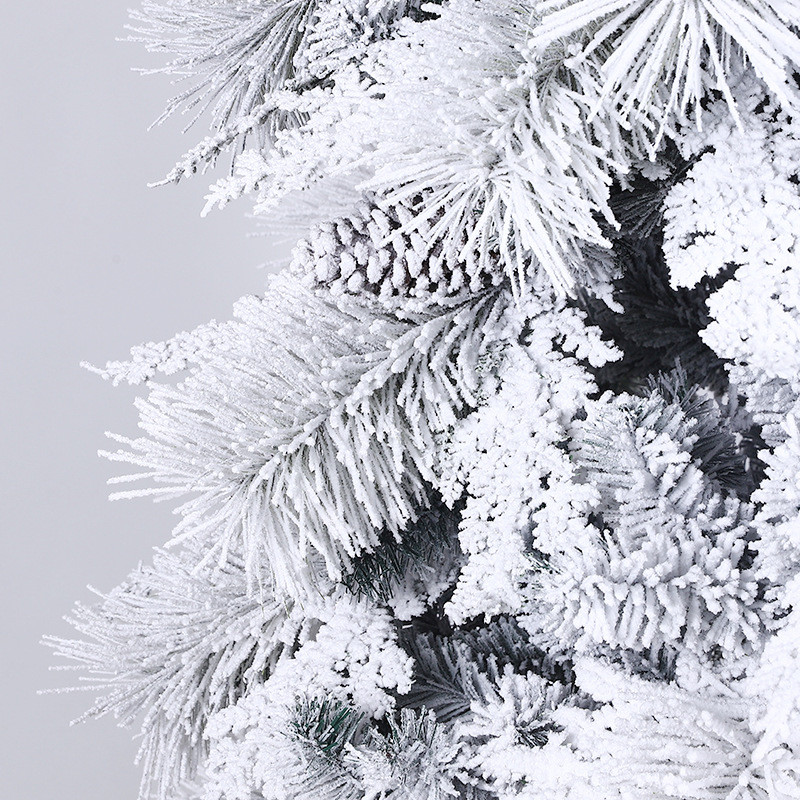 装饰品+pvc+pe+松果混合植绒圣诞树圣诞节落雪松针热销