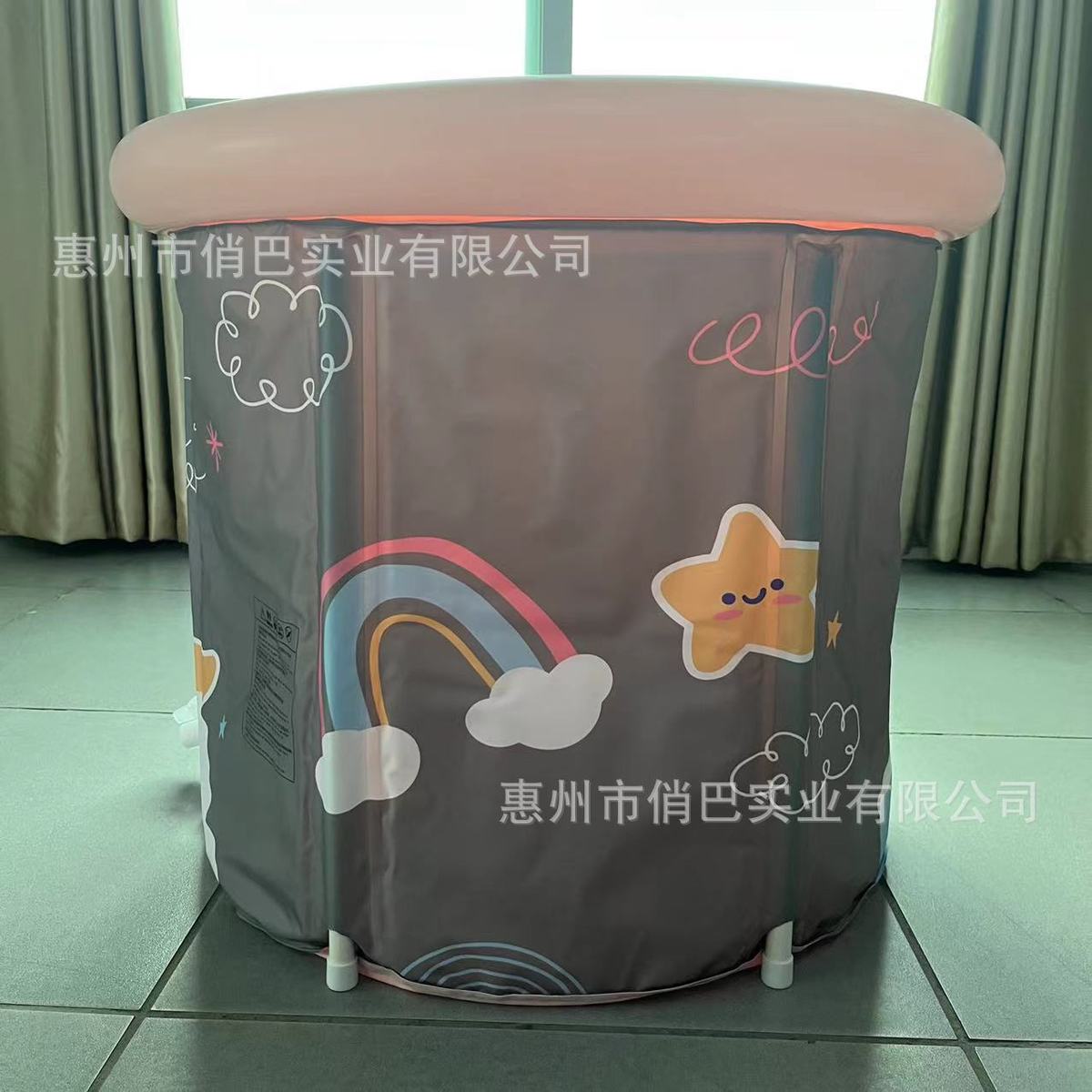 充气泡冰桶加厚收纳黑色浴桶大号易家用成人儿童支架桶坐浴盆80cm