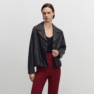 海宁真皮头层绵羊皮女短款休闲夹克外套2024年秋冬小个子海宁皮衣