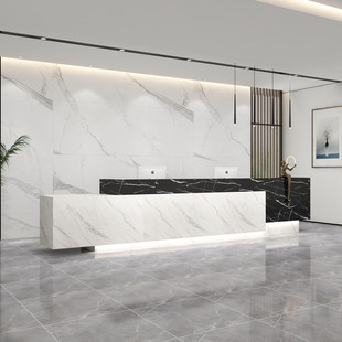 公司前台接待台收银台售楼部吧台简约现代柜台桌岩板仿大理石酒店