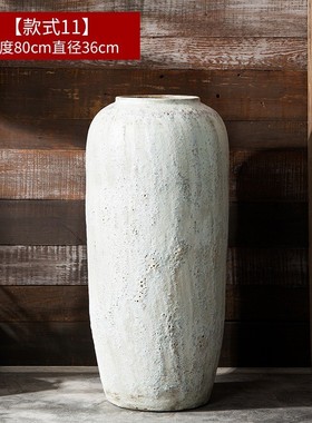 景德镇陶瓷花瓶纯白色简约复古客厅釉泡泡酒店落地装饰粗陶罐花器