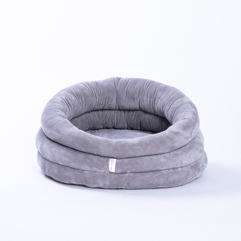 宠物窝垫工厂新品三层绒布猫窝水晶折叠半封闭狗窝床四季通用