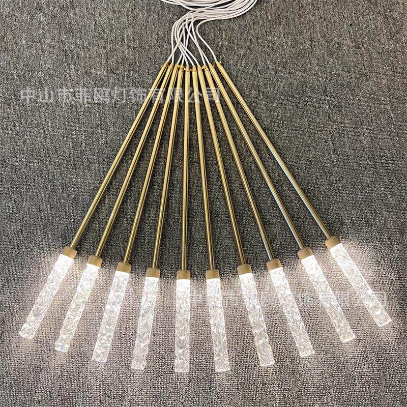 新款10头亚克力发光吊灯婚礼堂灯火柴长筒布置婚庆道具批发
