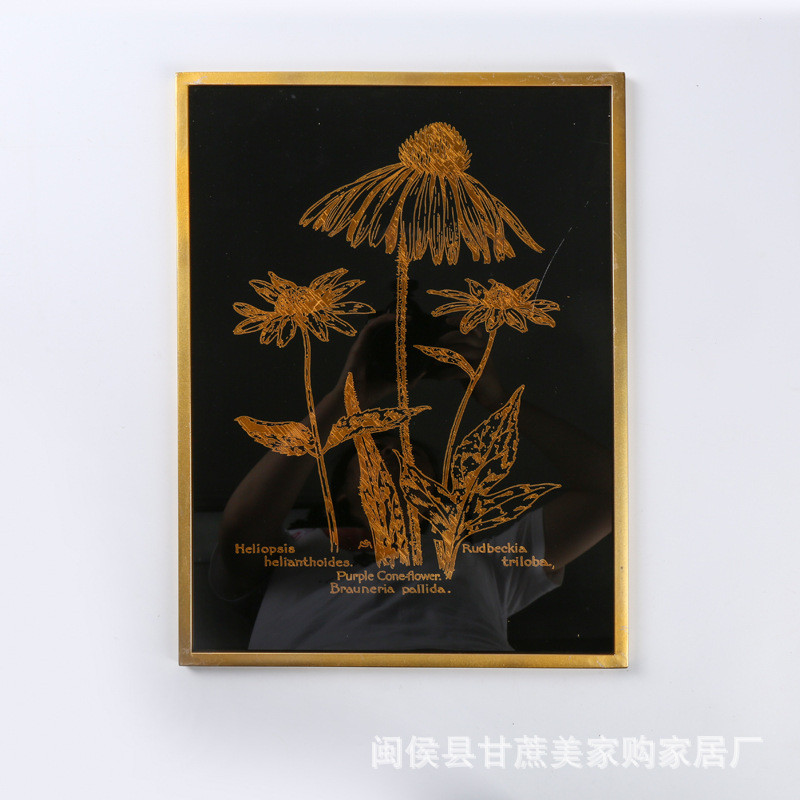 金色飘带飞鸟意境三联晶瓷装饰画客厅现代组合玄关餐厅挂画图片
