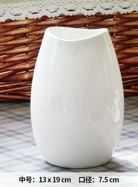 陶瓷花瓶摆件客厅装饰小插花水培器皿铜钱草桌面创意现代简约白色