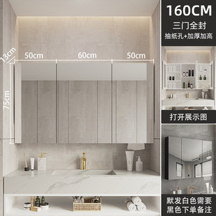 维罗诺浴室镜柜单独加厚太空置物架洗手间卫生间储物镜子带铝挂墙