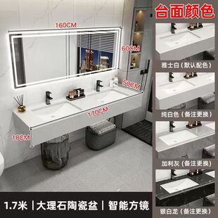 洗脸台大理石双盆洗手台一体浴室柜组合公共卫生间洗漱简约现代池